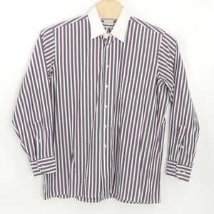 Maus & Hoffman Long Sleeve Button Up Shirt Purple Blue‎ Stripe Men's XL